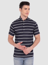 Mens Single Strip Half Sleeve Kurta